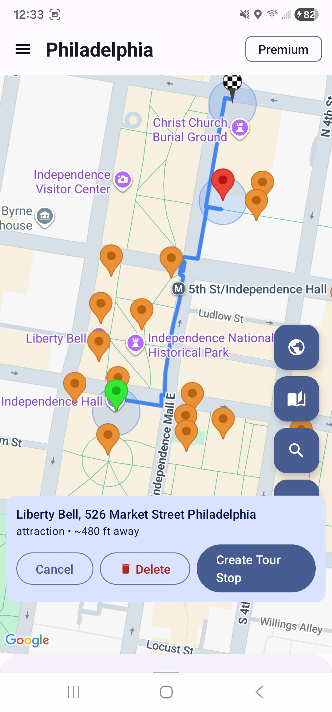 Tour generation screen